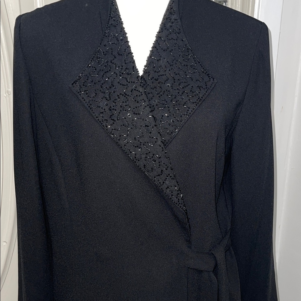 Jessica Howard Vintage Black Beaded Wrap Blazer Jacket – Size 12 - Picture 2 of 12